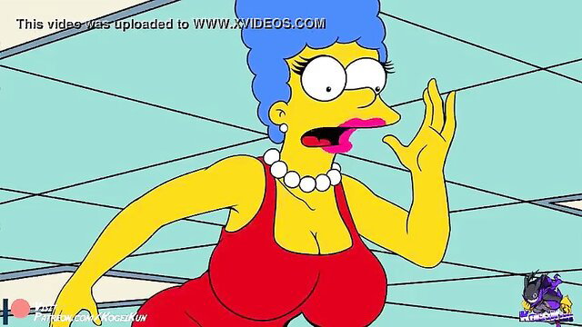 Big tits Marge Simpson in red dress screaming, hentai porn thumbnail