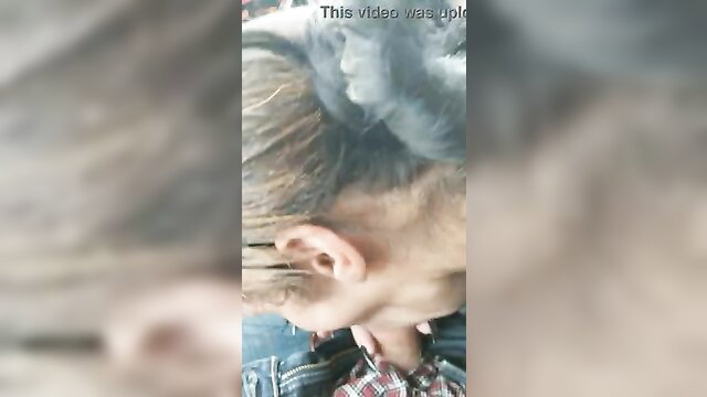 Blonde girl sucking cock in car while waiting for friend, amateur blowjob