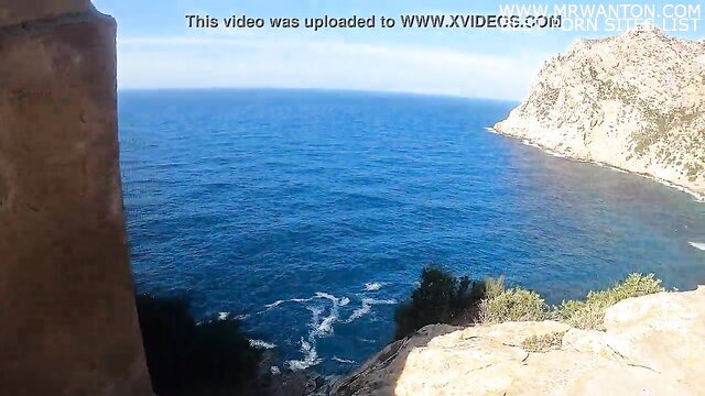 ENFJandINFP vacation sea cliff view outdoor blowjob cum in mouth