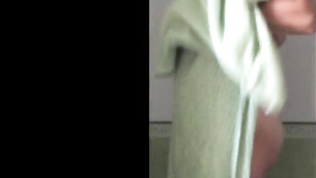 Sexy amateur wife naked out of shower, wet skin towel drop tease