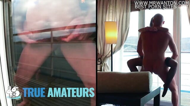 Athletic amateur anal craving with hunk bf on balcony - Trueamateurs