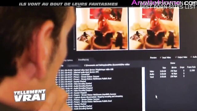 French voyeur watches real amateur porn stars on dual screens