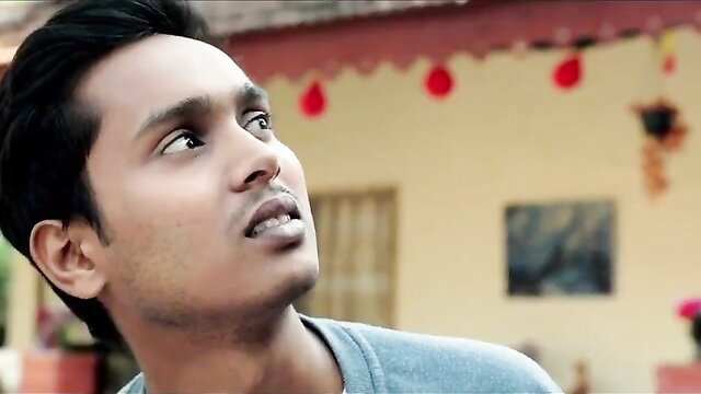 Handsome Indian man looking up passionately in Sundara Bhabhi ki Chudai