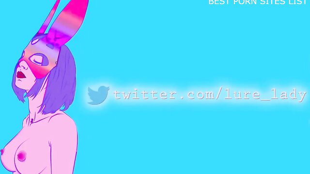 Purple Bitch as seductive bunny mask girl with big tits, hot hentai style art