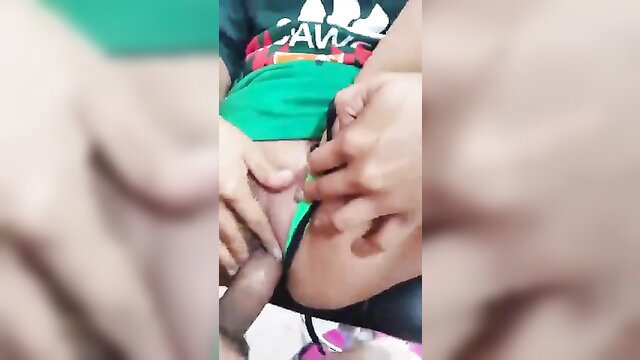 Amateur Latina post-game fingering closeup with panties aside