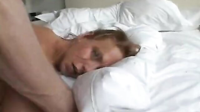 Brianna Beach with nude man on bed in hot threesome preview