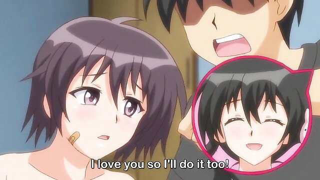 Cute anime girls confess love in steamy hentai threesome scene