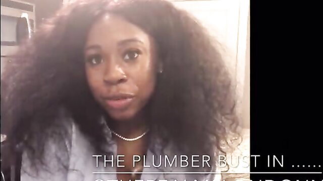 Ms London closeup face in The Plumber Bust In POV blowjob scene