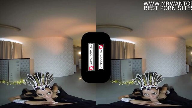 VRCosplayX Akasha Vampire Queen cosplay VR nude tease closeup