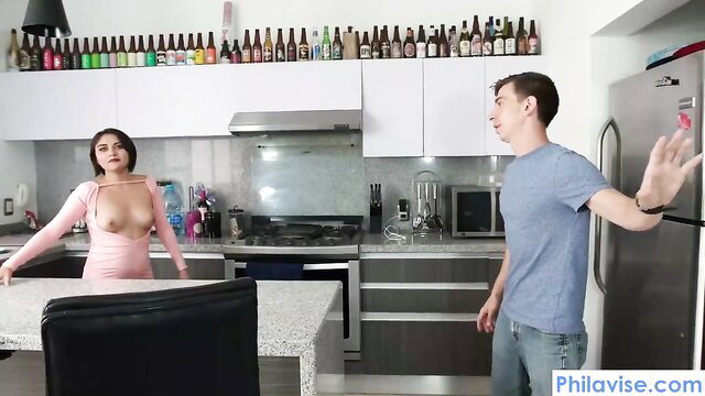 Patrick Delphia rejects busty Latina maid in skimpy pink dress