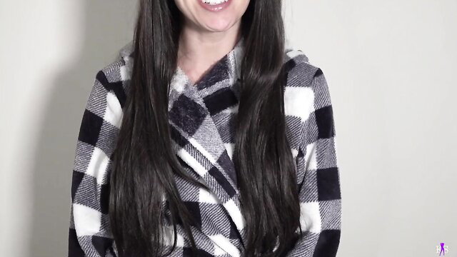 Smiling Asian wife in plaid hoodie, cuckold BBC tease thumbnail