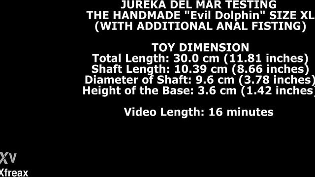 Jureka Del Mar tests massive 11in handmade evil dolphin XL dildo with anal fisting