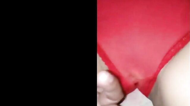 Young Thai student in red thong pulled aside, fingered intimately close-up