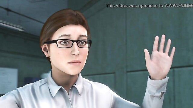 Asian doctor in white shirt and glasses waves in office, softcore JAV thumbnail