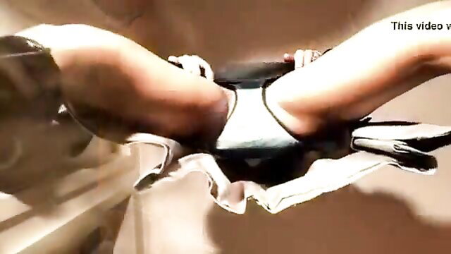 Hot wifey spreads legs wide in white panties, wet crotch tease