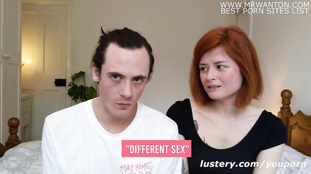 Nina & Conor lockdown lust: redhead & man in bed amateur couple