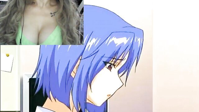 Blue-haired JAV babe in lingerie, real woman with huge tits tease