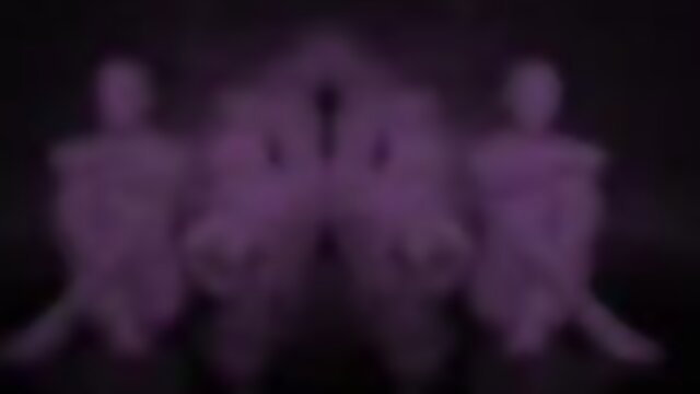 Purple silhouette threesome of nude women in erotic pose