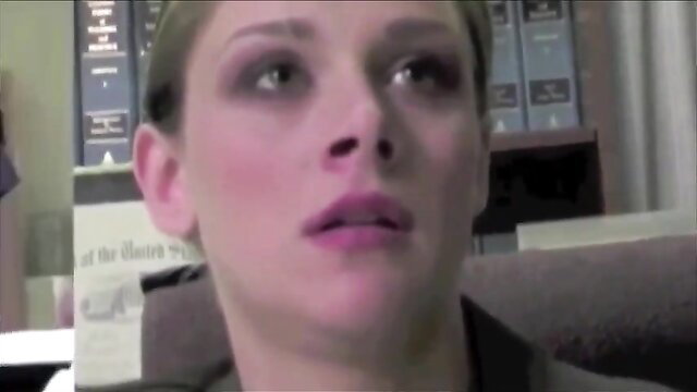 Noname Jane closeup face in office, seductive eyes lips before impregnation