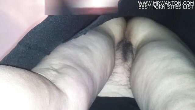 Mother-in-law spreads legs wide showing shaved pussy closeup