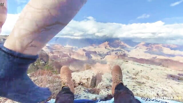 Molly Pills POV legs view epic Grand Canyon public adventure
