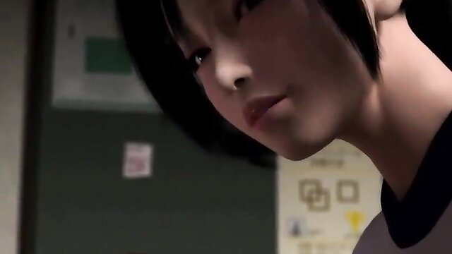 Asian hentai girl with bob haircut smirks seductively in school uniform