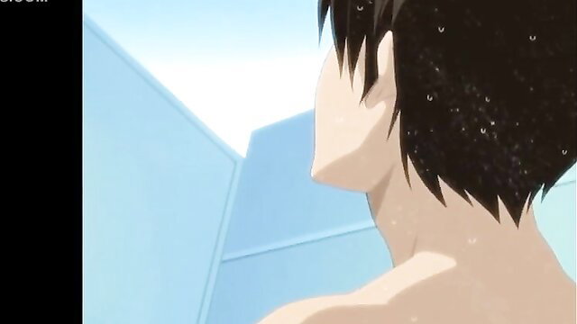 Anime girl with huge tits in steamy anal shower scene uncensored