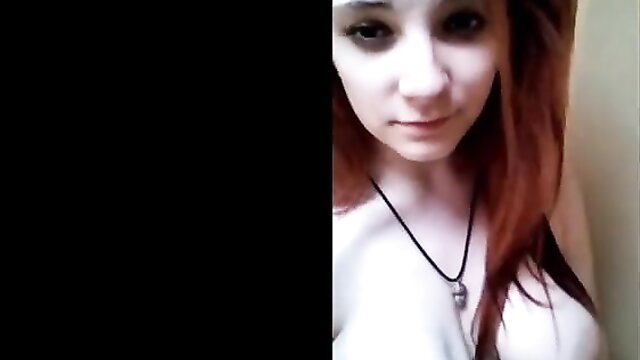 Redhead amateur teen Olivia closeup selfie nude tits necklace