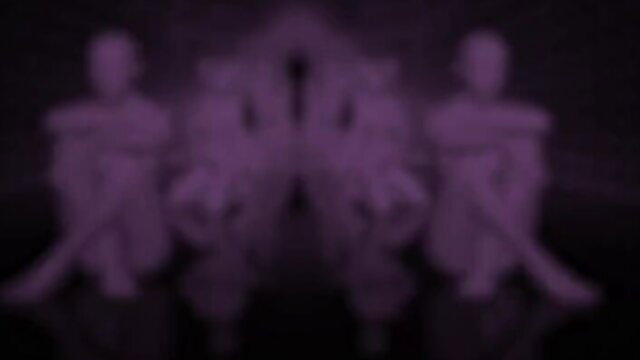 Blurry purple silhouettes of women in lingerie posing seductively