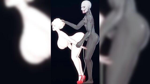 Alien Quest EVE busty blonde bent over fucked by gray alien