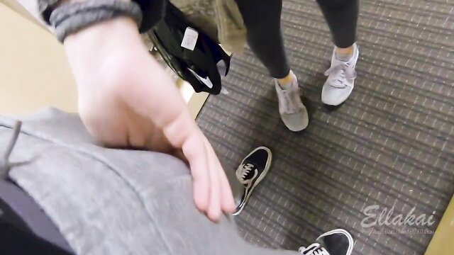 EllaKai risky mall flashing feet POV in Vans and Nike sneakers