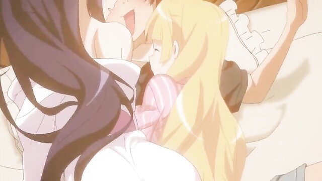 High School DxD Hero anime girls fanservice threesome with male