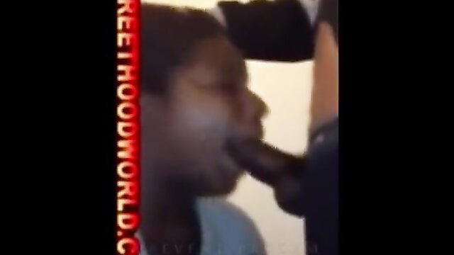 Black teen girl deepthroating big black cock at birthday party