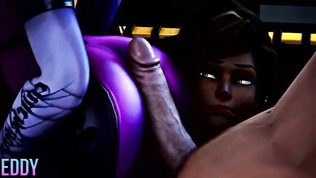 Widowmaker Overwatch hentai fucked by huge cock closeup