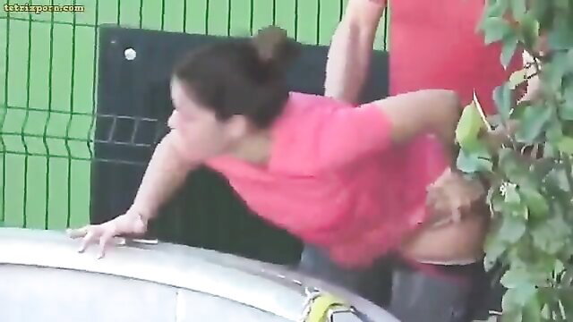 Hot Latina bent over car hood getting fucked outdoors in public