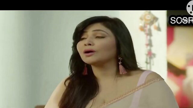 Hot desi teacher in saree with tassel earrings, seductive expression