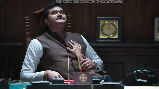 Indian politician Dee Dee in vest hand touch tease office sex