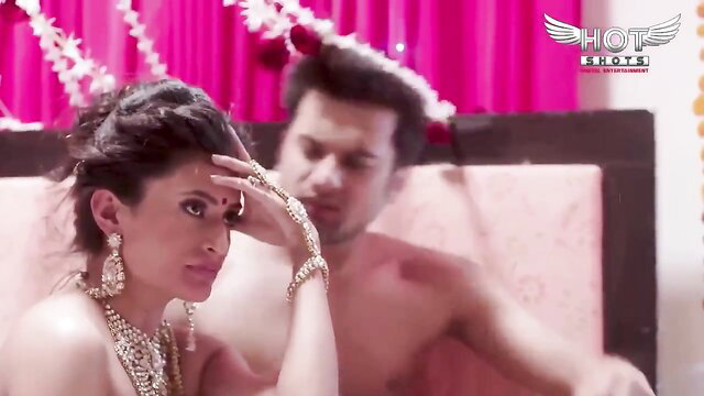 Hot Indian couple in wedding night sex scene, desi beauty with jewelry