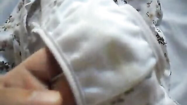 Indian wife Marya's floral dirty panties shown close-up