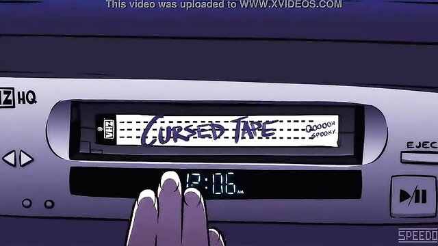 Animated cursed tape VHS player with hand pressing play, SpeedoSausage The Ring parody