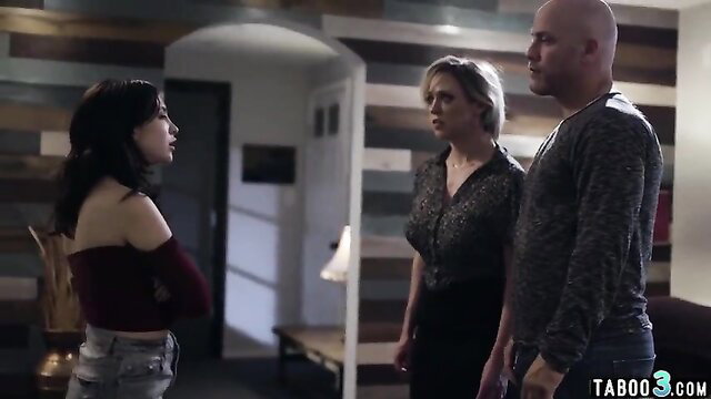 Stepdaughter lured into taboo fuck by ribald parents