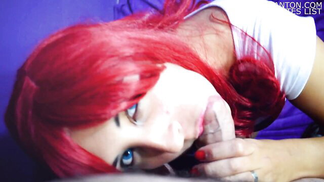 Redhead Mary Jane Mayhem sucks cock closeup POV @Meluworld
