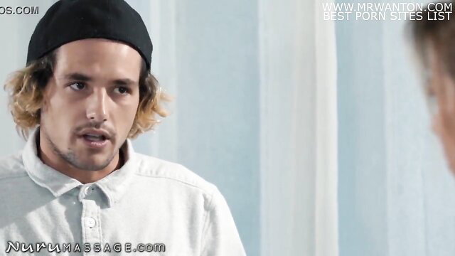 Hot stepmom seduces stepsons in Nuru Massage compilation