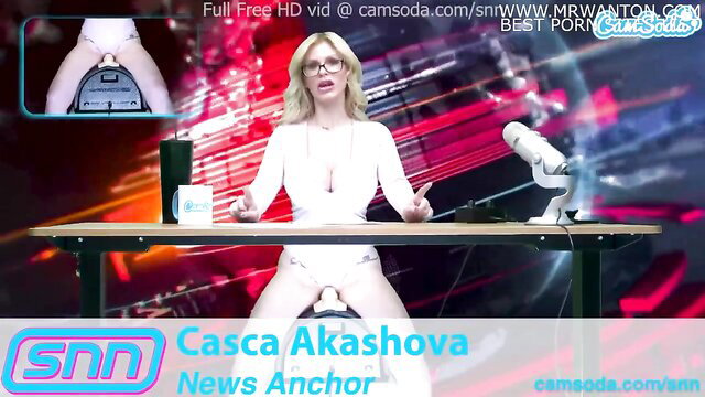 Casca Akashova MILF news anchor masturbates on air in diaper