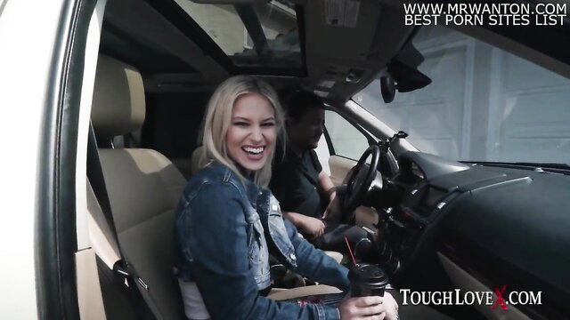 Kiara Cole blonde spinner smiling in car BTS ToughLoveX