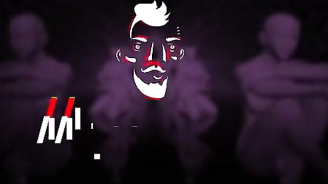 Stylized Indian adult video thumbnail with bearded man silhouette and purple shadows