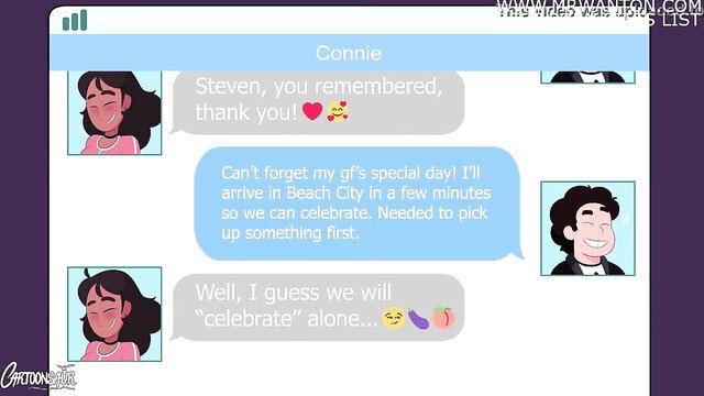 Connie teases Steven with eggplant peach emojis in sexy chat on birthday