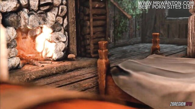 Full Moon 2 SFM porn thumbnail: cozy cabin bed by fireplace, 26RegionSFM