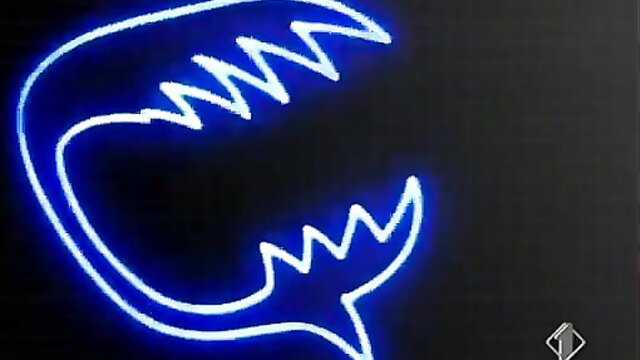 Blue neon glowing claw monster mouth graphic adult video thumbnail
