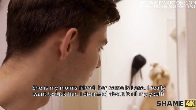 Young guy dreams of fucking hot MILF Lena, mom's friend, in shower sex